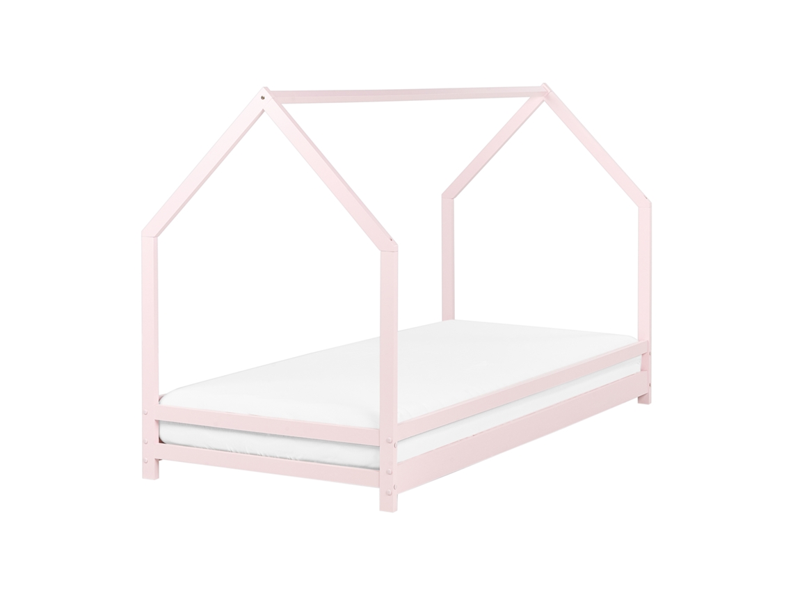 Cama con somier BELIANI Appy de Madera de pino Rosa 95x205x128