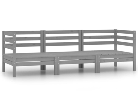 Conjunto 3 Conjunto de muebles de jardín VIDAXL madera maciza pino gris