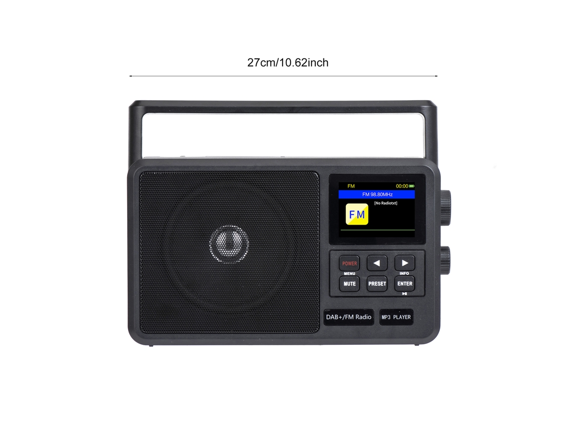 Radio Fm Portátil De Mano Con Bluetooth Inalámbrico Y Soporte Dab+