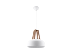 Sollux Sl.0388 Lámpara Colgante Casco Blanco Madera Natural