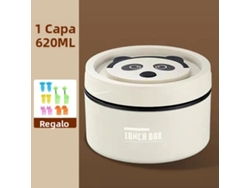 Lonchera Bento Infantil Beige De 620 Ml, Con Aislamiento Térmico, De Acero Inoxidable, Con Boca Ancha, Aislamiento Térmico Y A Prueba De Fugas.