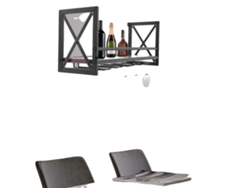 Estantería de pared, botellero, estilo industrial, 1 nivel