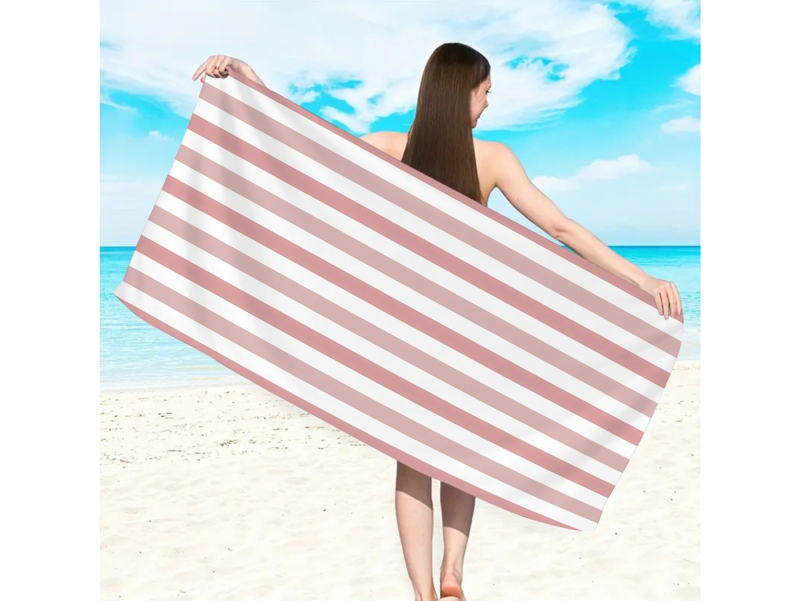 Toalla de playa de microfibra a rayas Yuysan, de alta absorción y secado rápido, 180 x 90 cm, modelo St757, color rojo claro.