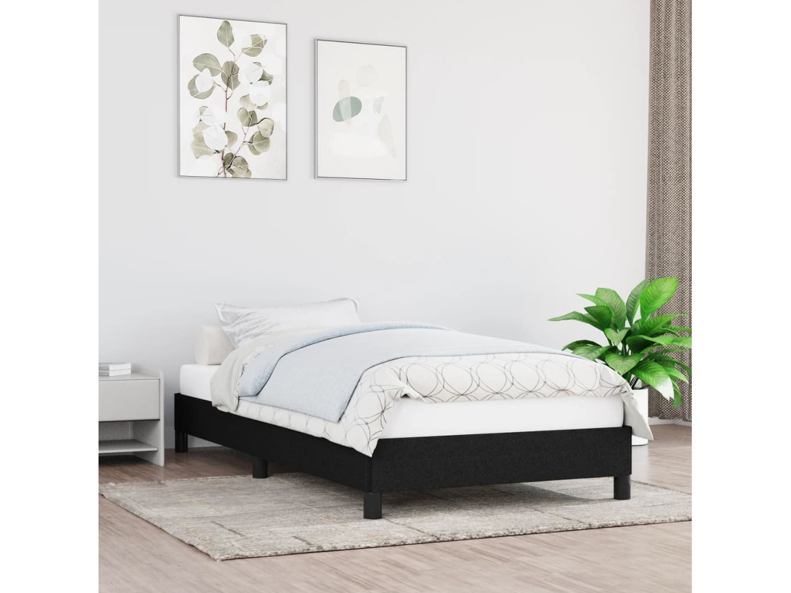 Estructura de cama sin colchón tela negro 80x200 cm