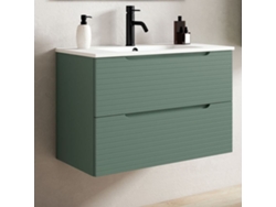 Mueble de baño con Lavabo BOREAL 100x45 cm acabado Verde Lago mate 2 cajones suspendido
