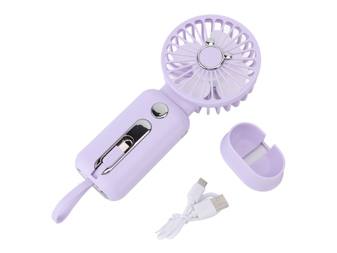 Ventilador portátil con batería externa - Morado