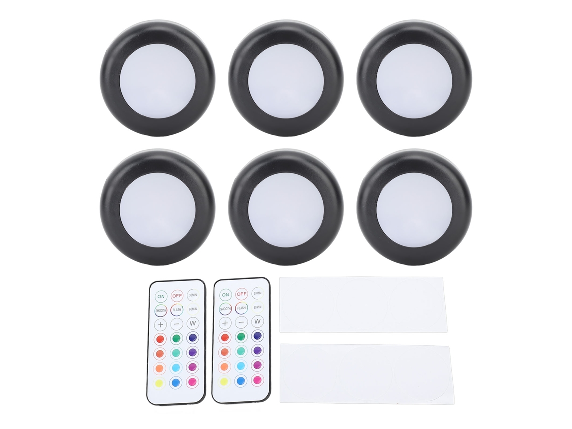 Yncm2026-luces Led Puck Con Control Remoto Rgb, Dimmable, Función De Temporizador, Baterías, Para Armarios Y Gabinetes