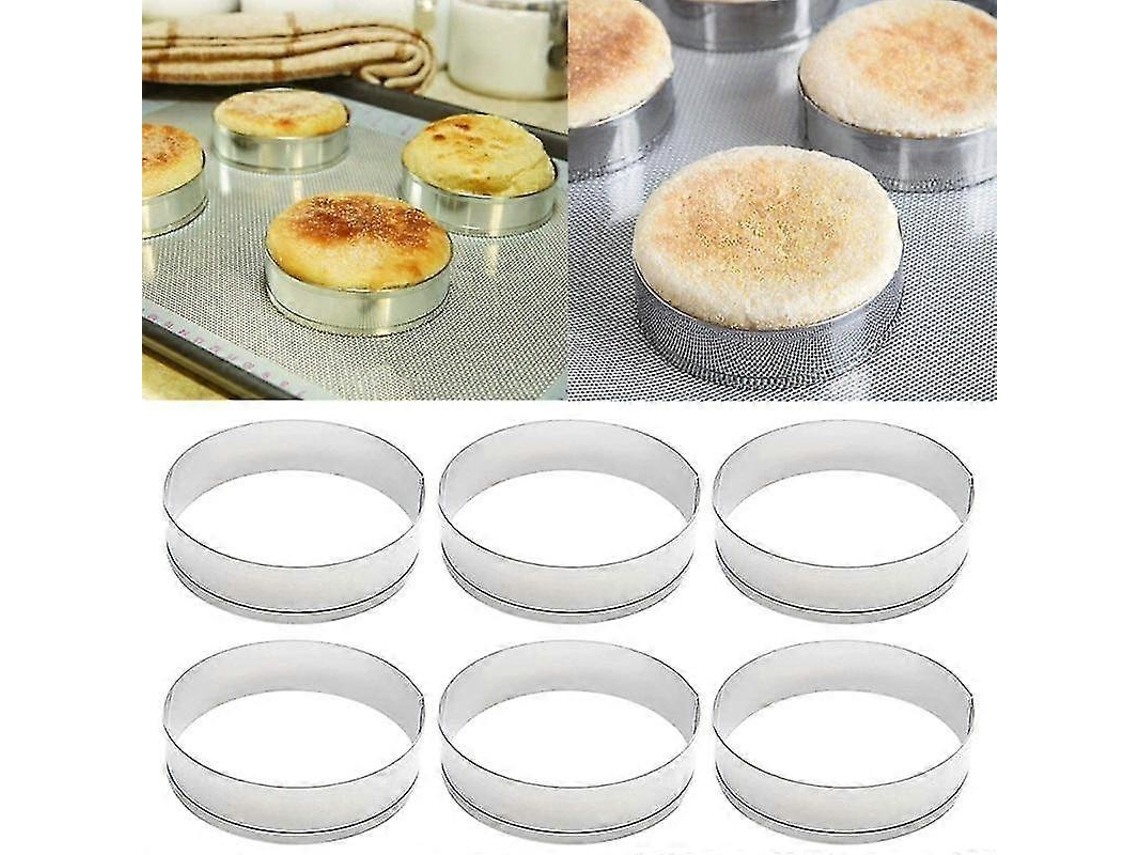 Juego de 6 moldes de acero inoxidable para horno, ideales para pasteles, magdalenas y panes.