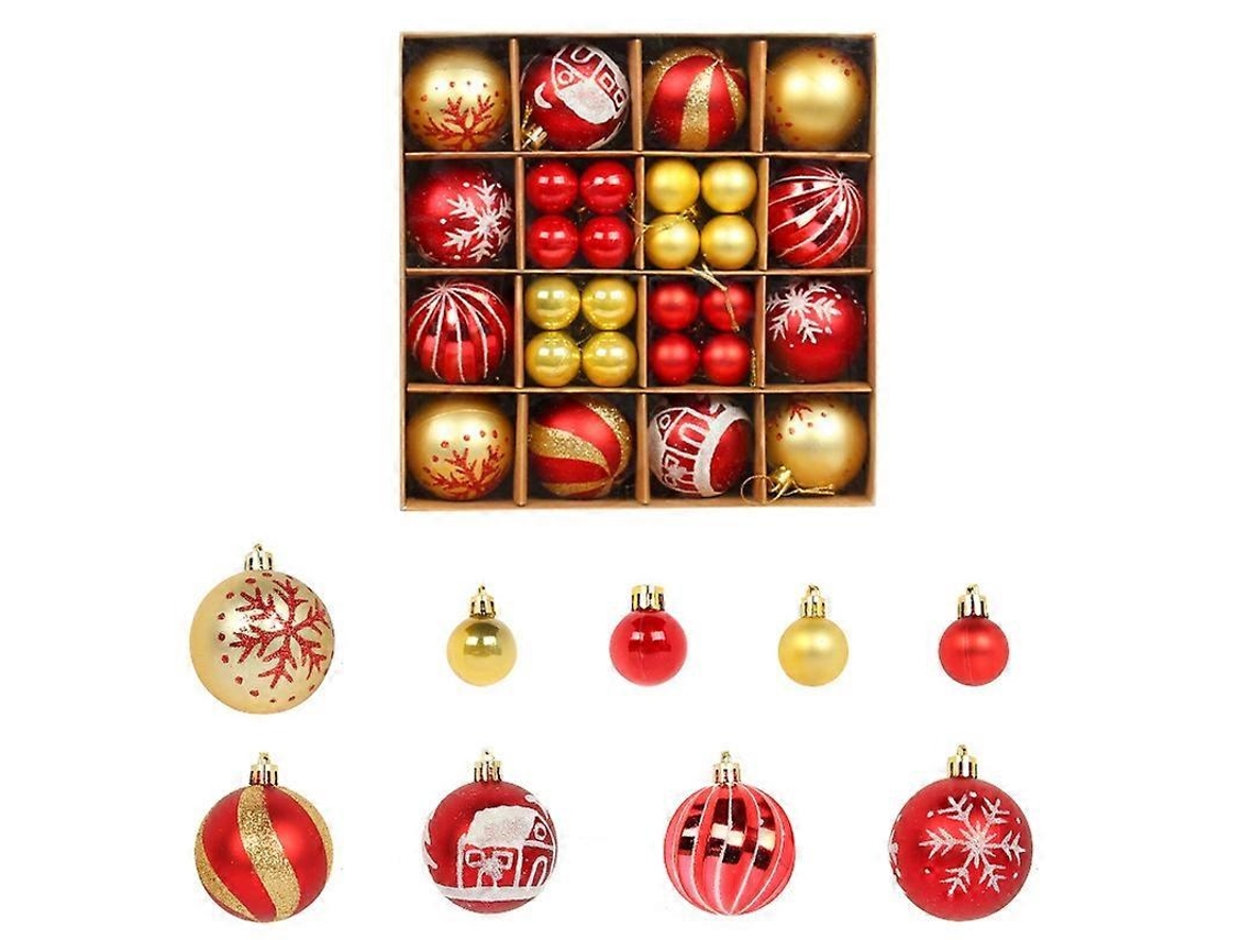 052405 Juego de 44 adornos navideños redondos con forma de bola para colgar en el árbol. Hengjian