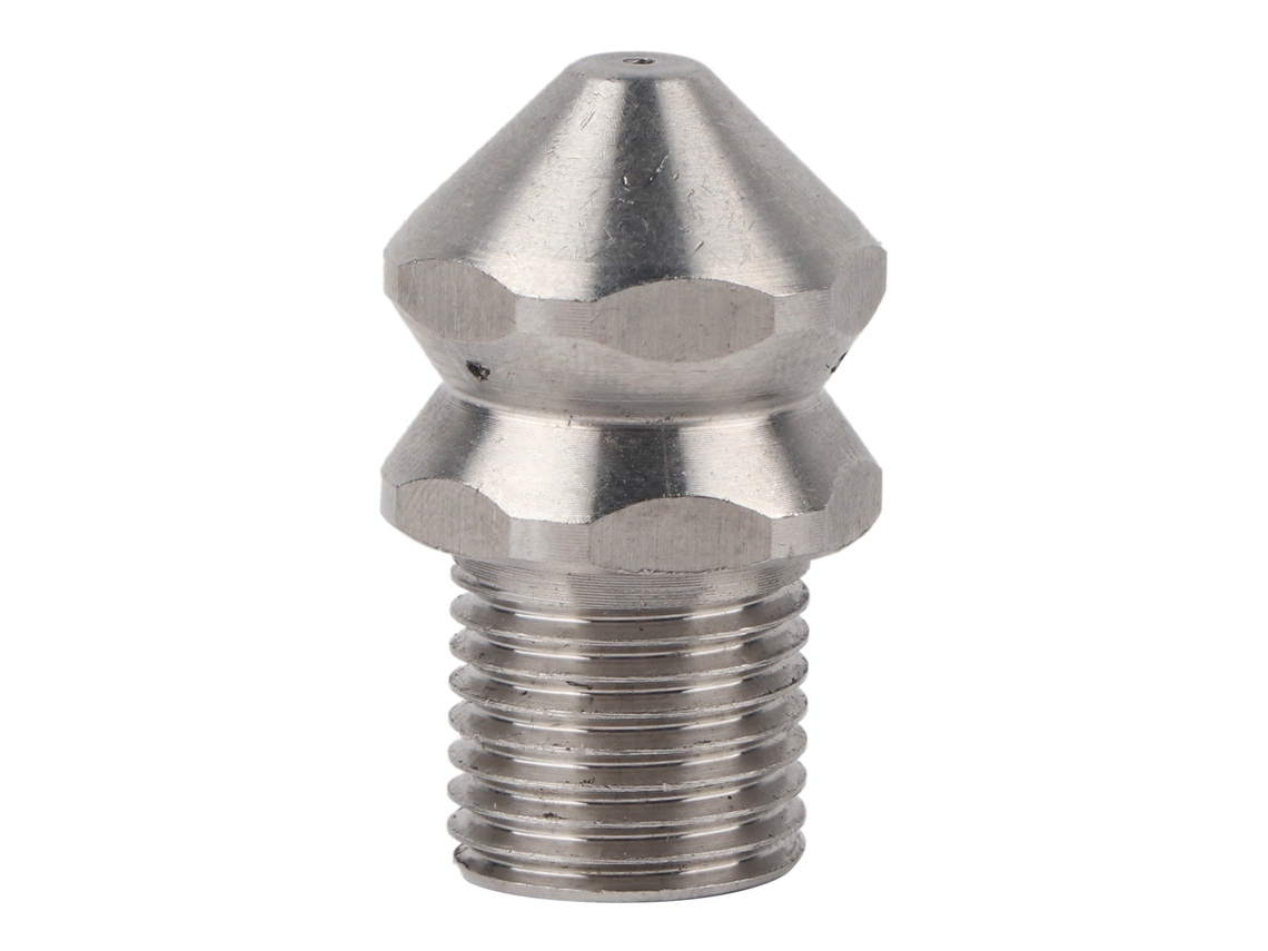 Boquilla De Limpieza De Tuberías De Acero Inoxidable Con Rosca Macho G1/4 Y 4 Orificios Para Aguas Residuales Y Drenaje.