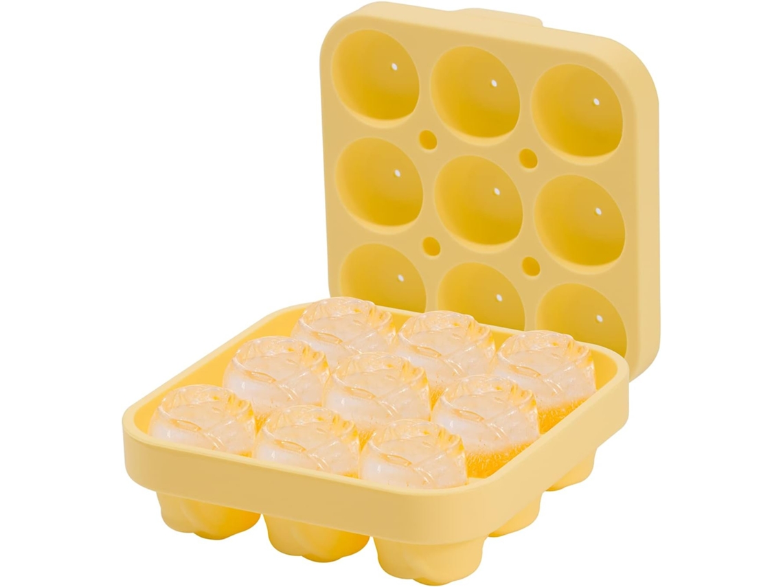 Molde de silicona JEIIBRZUI en forma de rosa con 9 cavidades color amarillo