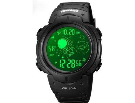 Reloj VEANXIN Astronauta Reloj digital LED resistente al agua hasta 50 m-blanco negro
