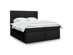 Cama Box Spring Con Colchón Tela Negro 200x200 Cm