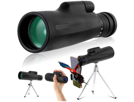 Telescopio monocular 10-30X50 para adultos Alcance monocular HD impermeable con trípode para soporte de teléfono inteligente para observación-Negro...