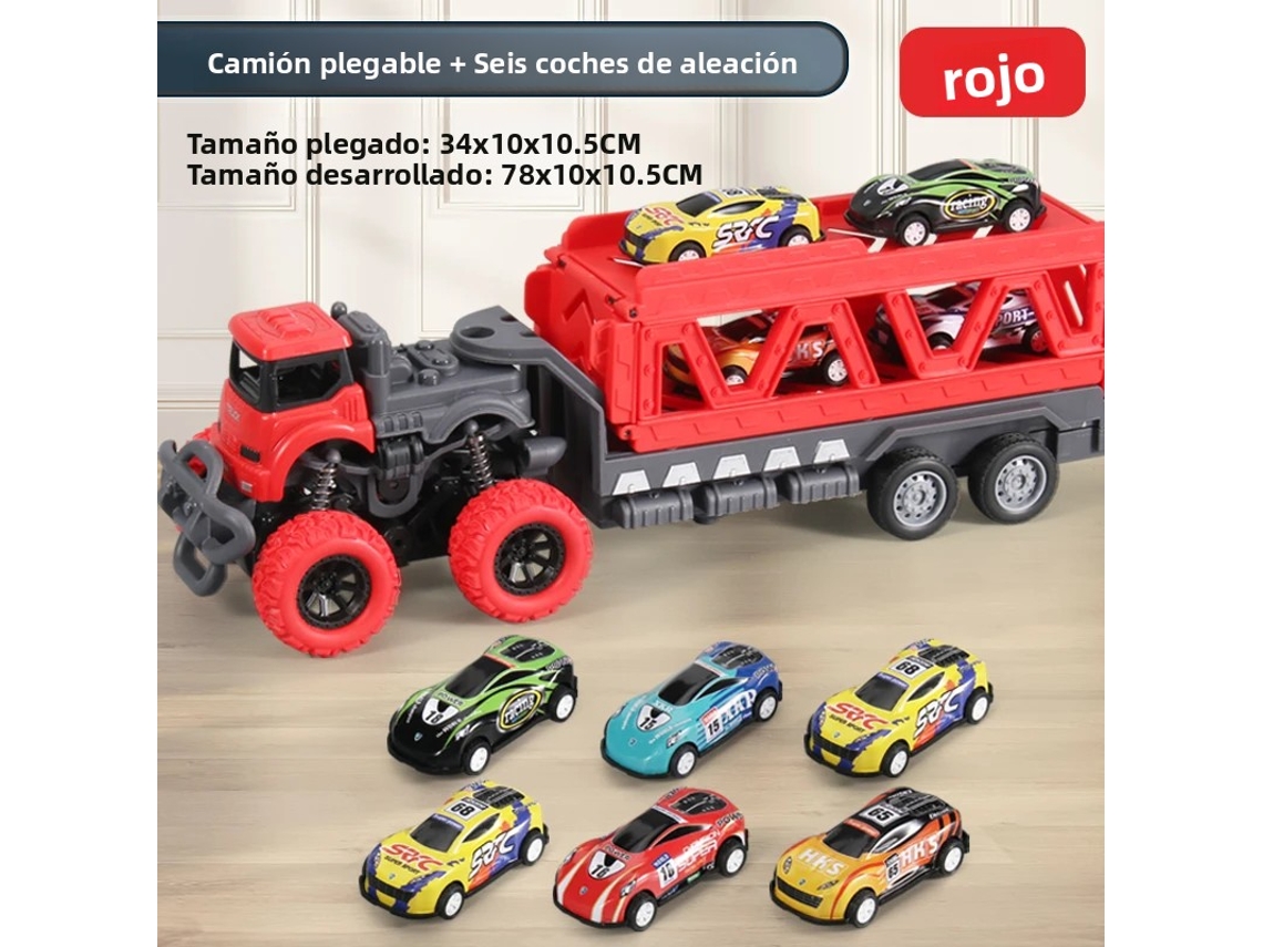 Camión de juguete grande con contenedor, plegable y transformable MDUG (rojo)