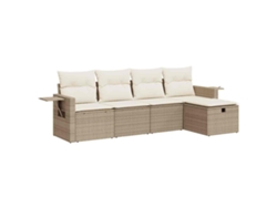 Conjunto 5 de sofás jardín con cojines VIDAXL ratán sintético beige