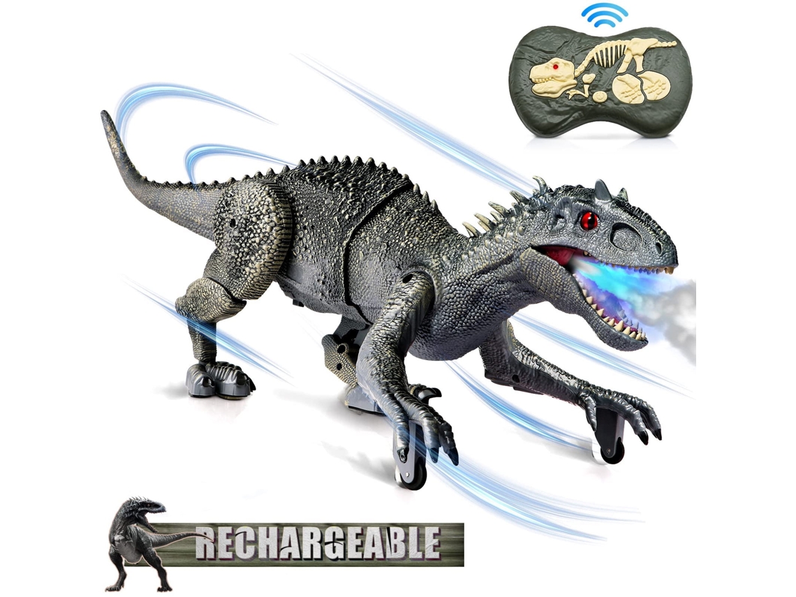Control Remoto Dinosaurio Juguetes 2.4g Robot Dinosaurio Juguetes Dinosaurio Electrónico Caminando Rugiente Gris Gertiz