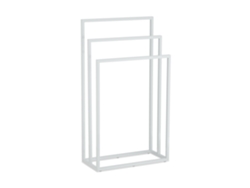 Relaxdays Toallero De Pie Triple, Acero, 82,5 X 46 X 21 Cm Aprox., Soporte De Toallas Para Suelo De Baño, Color Blanco