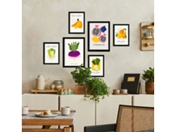 NACNIC Set De 6 Posters De Comida Y Alimentación Frutas Y Vegetales Láminas De Naturaleza Y Botánica Para  Tamaños A3 & A4 Marcos Negros