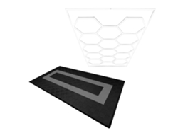 Metaplacas de polipropileno con cantos negros (90) y grises (30), Plafón LED hexagonal Monstershop (120 unidades)