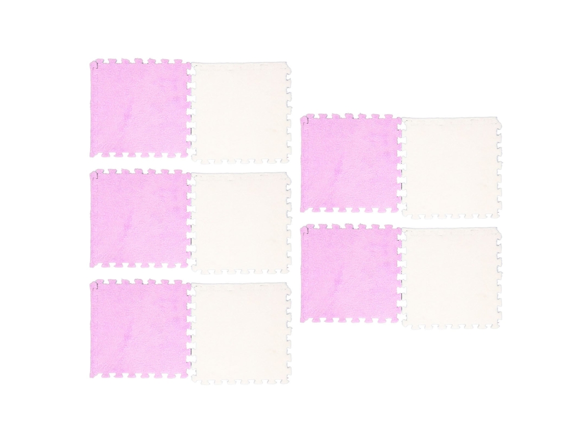10 Alfombrillas Suaves Entrelazadas Para Suelo, De Espuma Antideslizante, Con Diseño De Ladrillo Mullido, Color Morado Y Blanco.