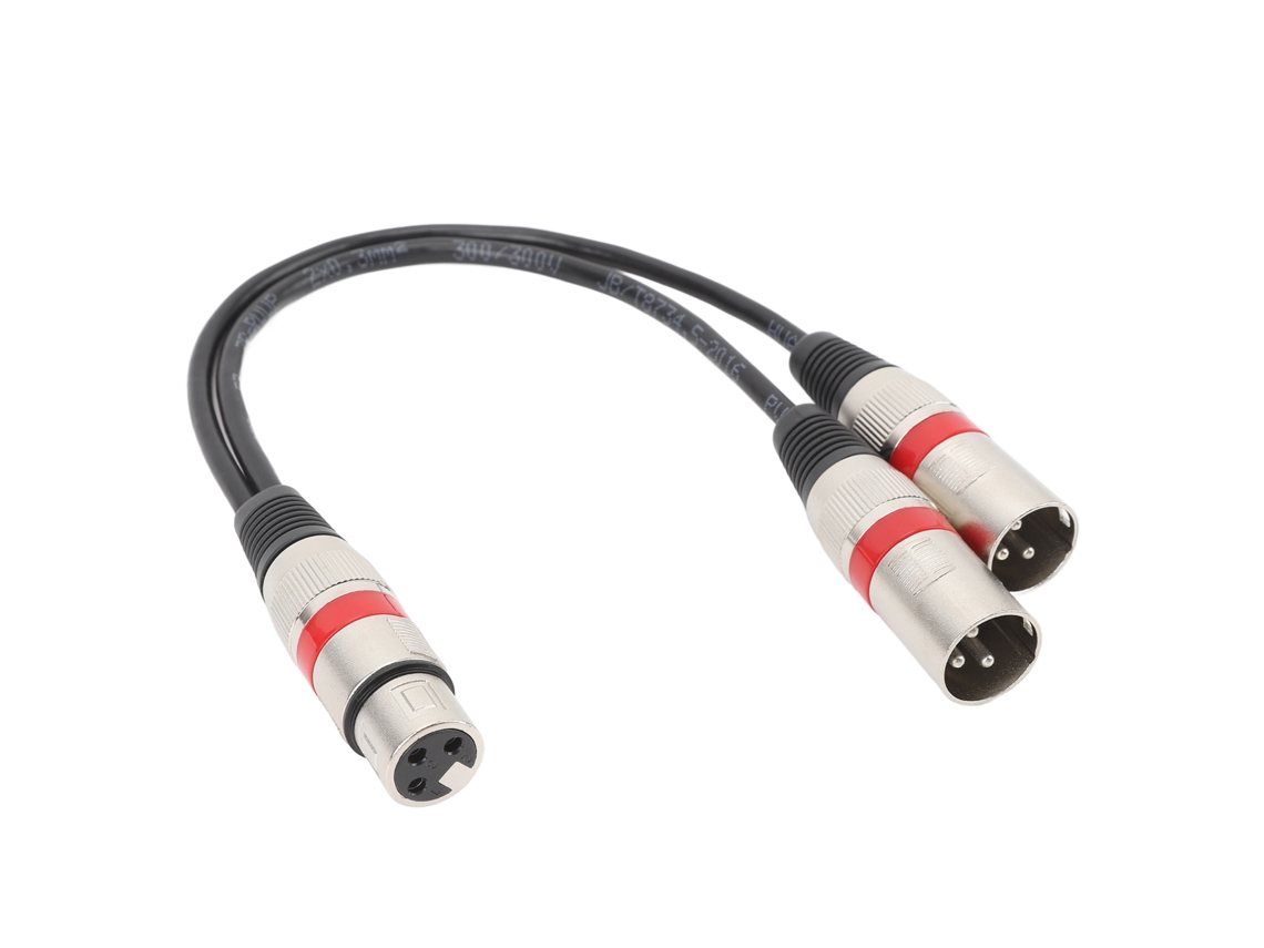 Cable Divisor Xlr De 0,3 M, 22 Awg Ofc, Adaptador De 1 Hembra A 2 Machos Para Micrófono Y Equipos De Audio.