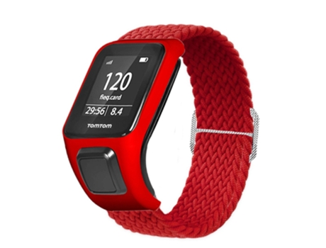 Correa de nailon tejido elástico ajustable para TomTom Runner 2/Runner 3/Spark/Adventurer - tinto