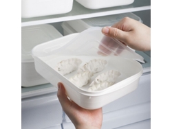 2026-41500-set De 2 Recipientes De Almacenamiento Domesticos Blanco Tapa Abatible Resistente Bpa Free Microondas Lavavajillas
