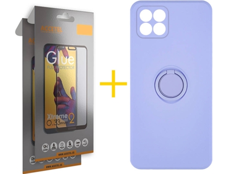 Carcasa + 2 Protectores de Pantalla para Huawei P40 Lite ACCETEL Morado Lila