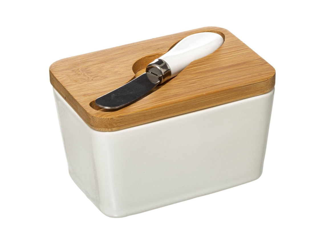 Maselka con tijeras, cerámica con tapa de bambú
