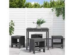 Juego de comedor de jardín de madera maciza de pino gris DKD Home Decor