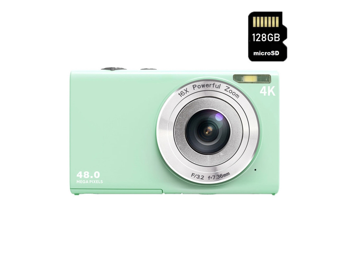Cámara fotos digital infantil compacta SZSMART DC402AF Nivel de entrada Regalo de cámara para estudiantes niños 48MP 4K resolución Pantalla de 2,8 pulgadas + 128GB - Verde
