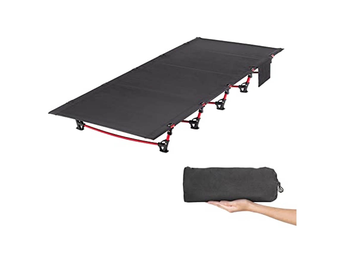 Cama Plegable Compacta, Mejorar Ultraligera Portátil Fuerte Y Resistente, 190 X 65 X 19 Cm, Carga Máxima 180 Kg, Para Camping, Playa, Viajes, Negro