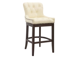 DUDECOR Taburete Alto Lakewood Piel Natural Nogal Crema