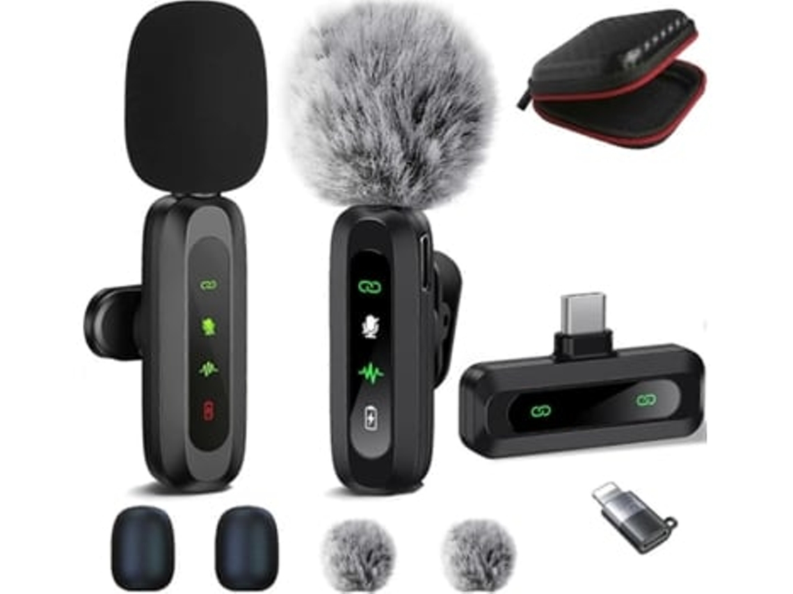 Micrófono de solapa inalámbrico para iPhone y Android, Plug and Play, paquete de 2 Mini Panoona