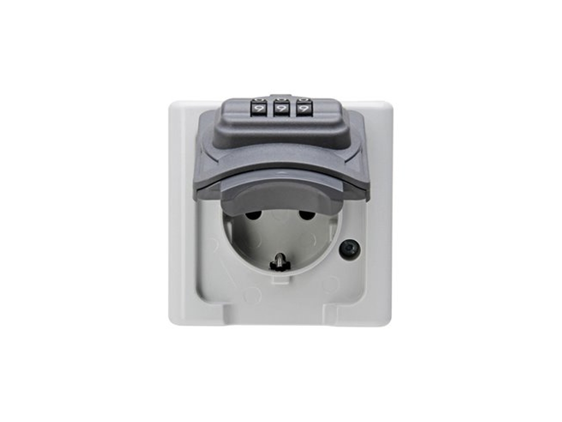 Base Fija (2pt Tipo F) Color Gris 16a 250v Con Cerradura De Combinación Kopp