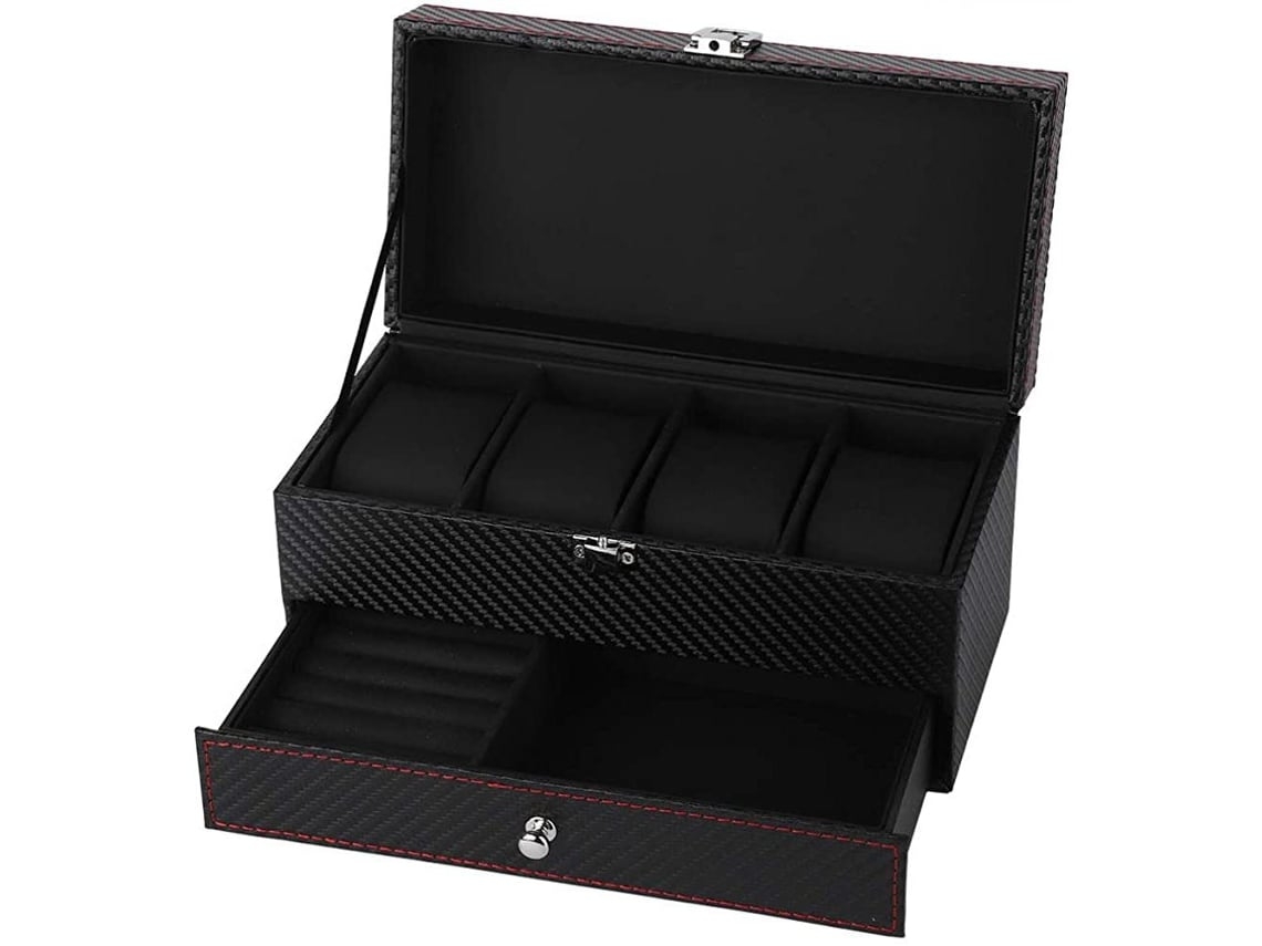Caja Organizadora Negra Para Relojes Y Joyas