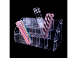 Caja De Almacenamiento De Bolígrafos De Acrílico Transparente Con Diseños Transparentes.