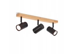 Reflector de Techo Plafón Negro 3 Llamas Gu10 Moderno Madera Retro Metal Orientable 350Sin Bombillas NETTLIFE