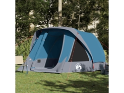 Tienda de campaña familiar, tipo cabaña, para 6 personas, impermeable, azul.
