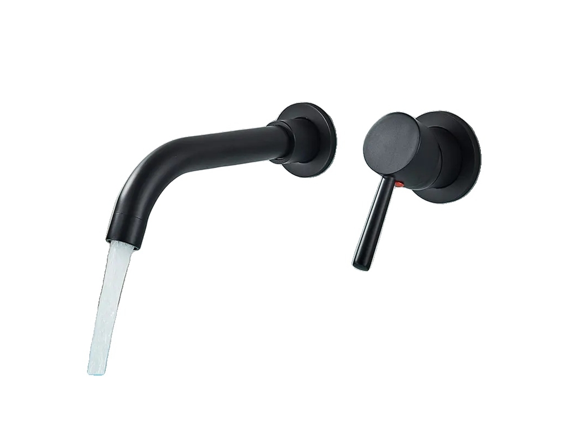 Grifo para lavabo de baño, control monomando, acabado negro mate