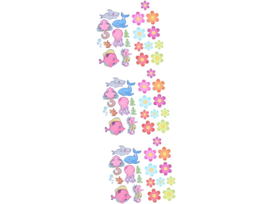 Juego de 60 pegatinas de pared de animales de dibujos animados, pegatinas de baño, pegatinas antideslizantes, Slowmoose