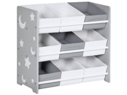 VPMKP - Zonekiz estantería para juguetes con 9 cajas de tela no tejida extraíbles, organizador de juguetes para dormitorio y escuela infantil, 63x30x60 cm