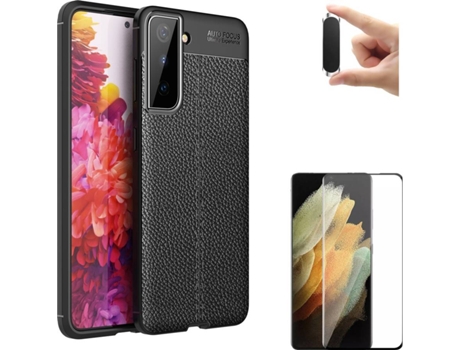 Carcasa, Protector y Soporte Samsung S21 Plus Rugged Leather Negro