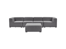 Sofá 4 plazas modular gris oscuro/negro con reposapiés BELIANI Arezzo
