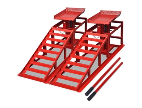 Rampas de reparación de coches 2 uds acero rojo VIDAXL