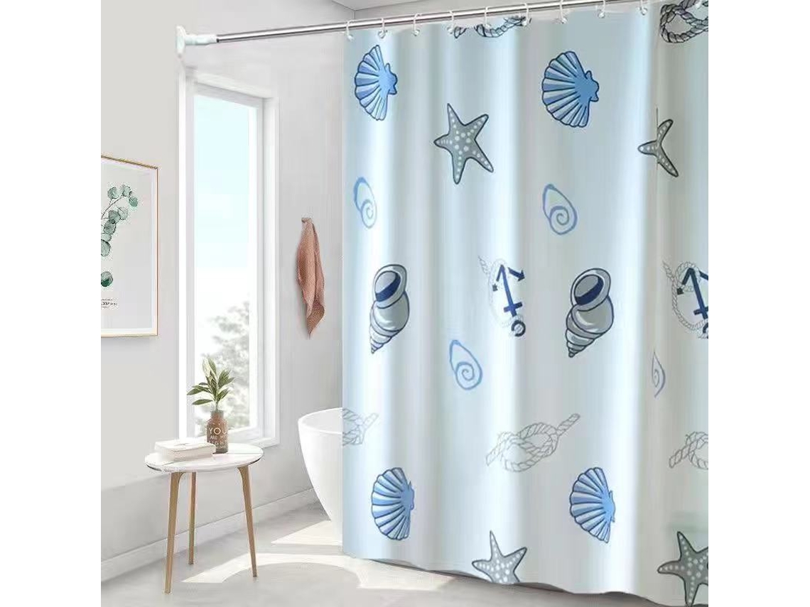 Cortina De Ducha Impermeable Y Antimoho Con Ganchos, Concha/100 X 200 Cm Gertiz