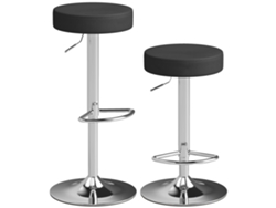 Juego De 2 Taburetes De Bar Modernos Y Ajustables En Piel Sintética Negra, Espuma Y Metal.