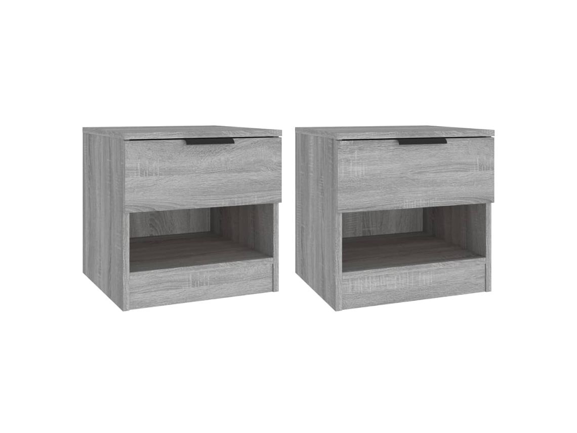Mesa de Cabeceira LOVELY HOME Mesinha 2 Pcs Derivados de Madeira Cinzento Sonoma