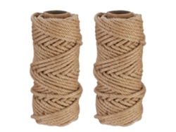 Relaxdays Cuerda De Yute De 6mm 2 Rollos De 30m Cada Uno, Biodegradable, Manualidades, Jardín, Embalaje, Cordel, Natural